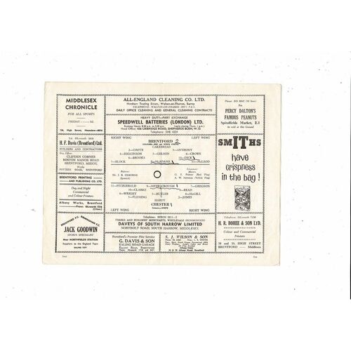 1962/63 Brentford v Chester City Football Programme