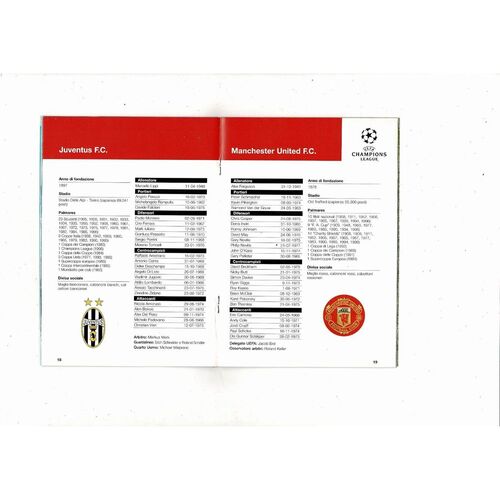 Juventus v Manchester United Champions League Football Programme 1996/97