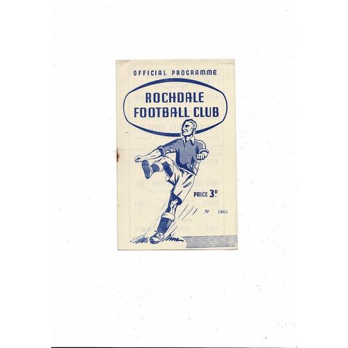 1956/57 Rochdale v Accrington Stanley Football Programme