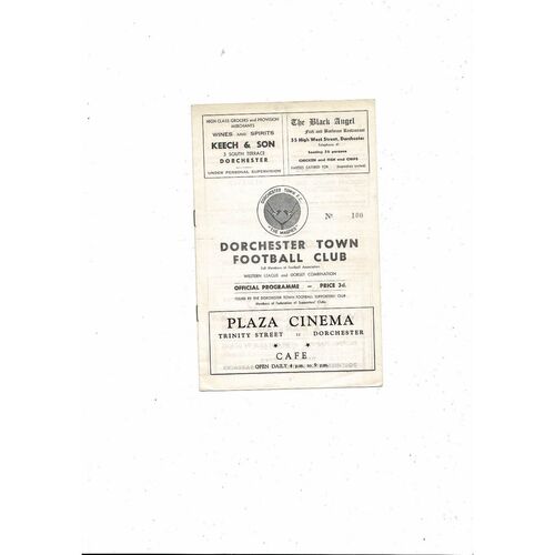 1963/64 Dorchester Town v Salisbury Western League Football Programme