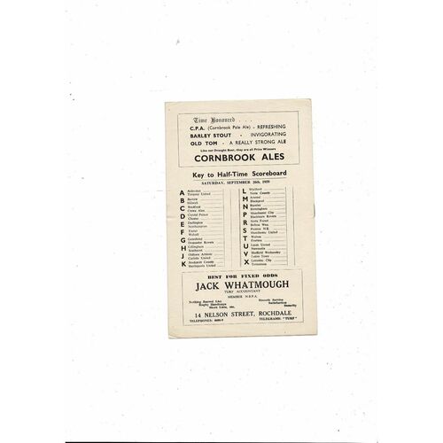 1959/60 Rochdale v Workington Football Programme