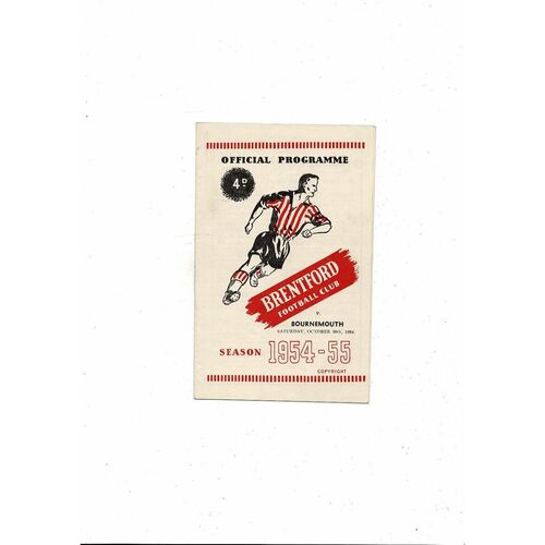 1954/55 Brentford v Bournemouth Football Programme