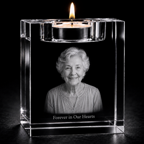 Bute 3D Memorial Photo Crystal Tea Light – 80×60×60mm