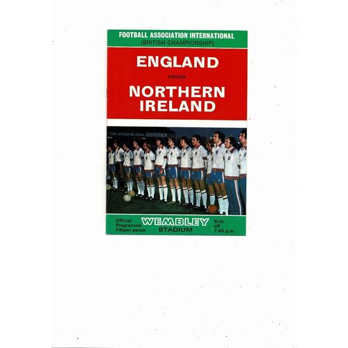 1976 England v Northern Ireland Football Programme