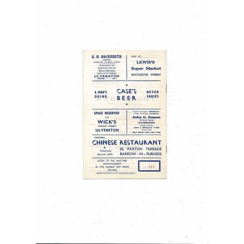 1962/63 Barrow v Aldershot Football Programme