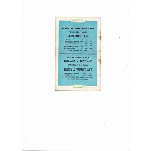1956/57 Manchester City v Arsenal Football Programme