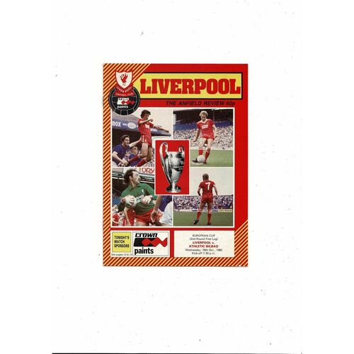 Liverpool v Athletic Bilbao European Cup Football Programme 1983/84