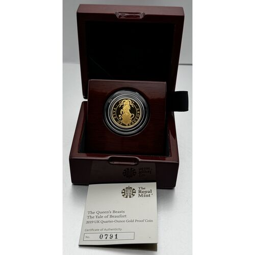 2019 Gold Proof 1/4 Ounce Queens Beast Yale of Beaufort