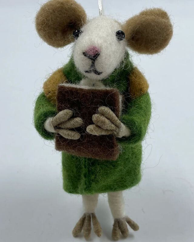 Felt back pack w Book Mouse Christmas Decoration/Ornaments 