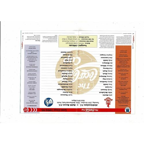 1994/95 Airdrie v Rath Rovers Scottish League Cup Semi Final Football Programme