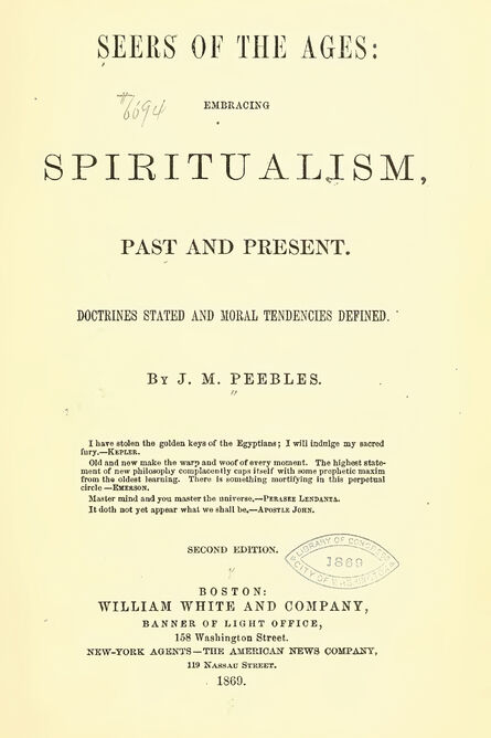 1869 | Seers of The Ages Embracing Spiritualism