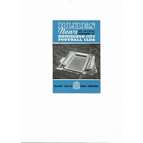 1964/65 Birmingham City v Chelsea Football Programme