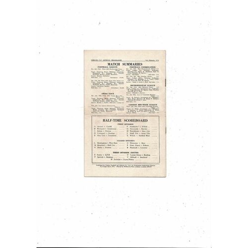 1953/54 Chelsea v Wolves Football Programme