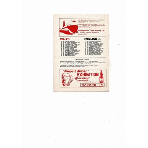 1976 Wales v England International Football Programme @ Wrexham March