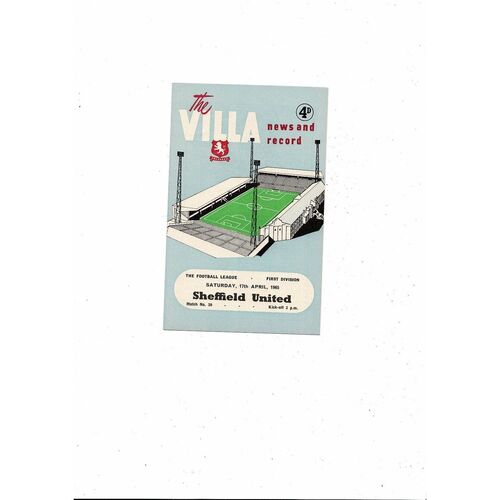 1964/65 Aston Villa v Sheffield United Football Programme