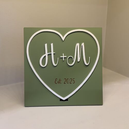 Custom Wooden Heart Plaque with Initials