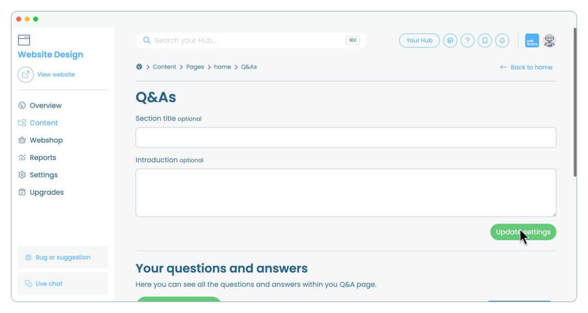 How to add Q&amp;amp;As to a website page | Webfactory Support | Webfactory