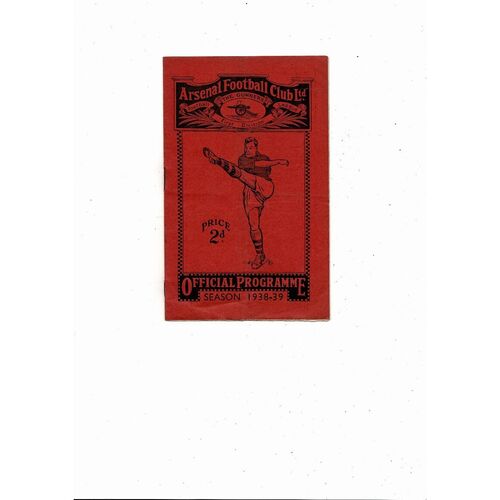 1938/39 Arsenal v West Ham United Football Combination Programme
