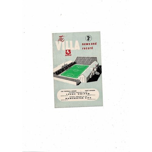 1956/57 Aston Villa v Leeds United & Manchester City double Football Programme