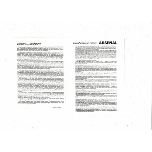 Crewe Alexandra v Arsenal FA Youth Cup Football Programme 1987/88