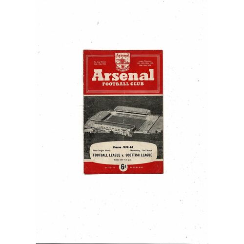 1959/60 Football League v Scottish League Inter League Match @ Arsenal