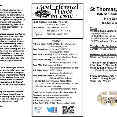 Pew Sheet | The Parish of St Thomas, Exeter