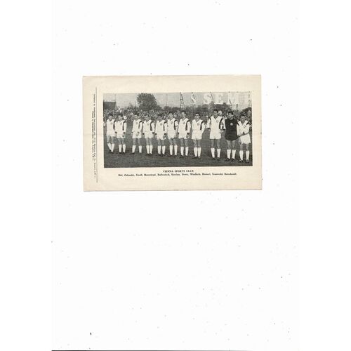Arsenal v Vienna Friendly Football Programme 1960/61