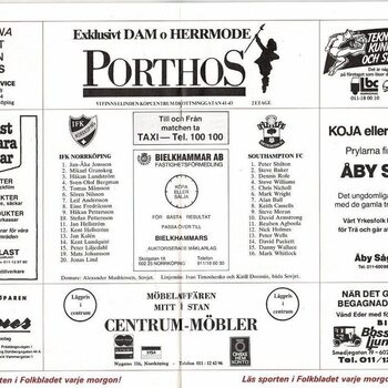 IFK Norkopping v Southampton UEFA Cup Football Programme 1982/83