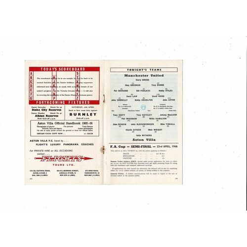 1965/66 Aston Villa v Manchester United Football Programme