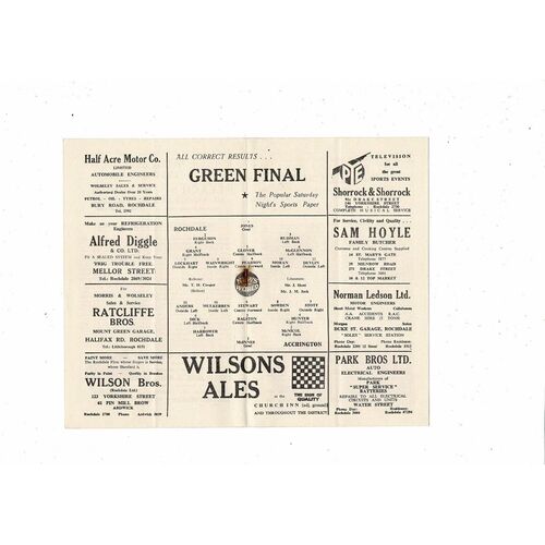 1957/58 Rochdale v Accrington Stanley Football Programme