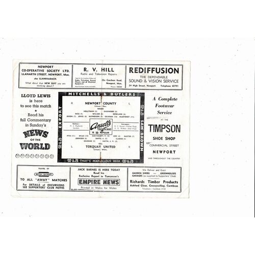 1958/59 Newport County v Torquay United FA Cup Football Programme
