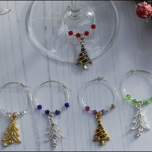 Christmas Tree Wine Glass Charms