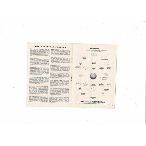 1962/63 Arsenal v Sheffield Wednesday Football Programme