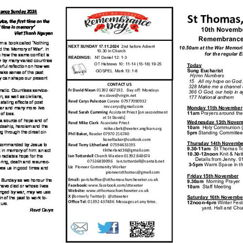 Pew Sheet | The Parish of St Thomas, Exeter