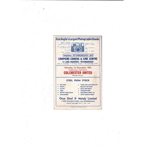 Peterborough United v Enfield FA Cup Football Programme 1962/63