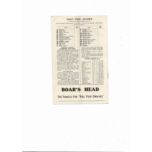 1956/57 Charlton Athletic v Sunderland Football Programme