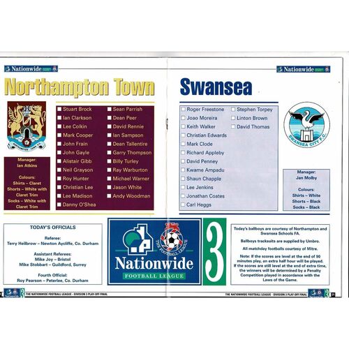 1997 Northampton v Swansea Play Off Final Div 3 Football Programme