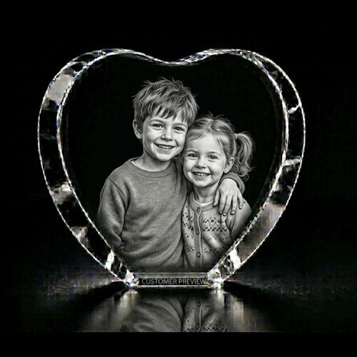 3D XXXL Crystal Heart Photo Gift 115×130×50mm