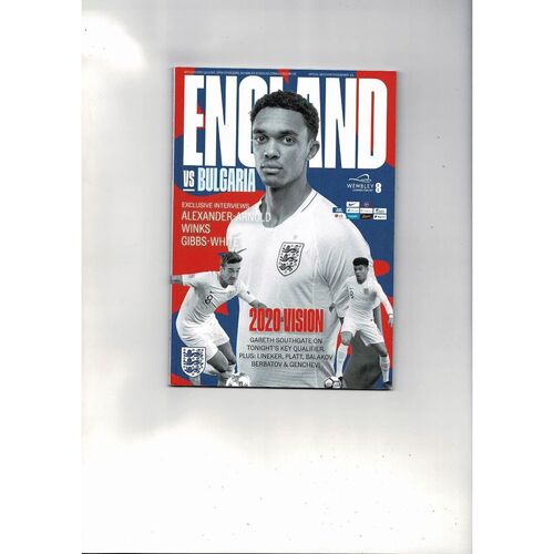 2019 England v Bulgaria Football Programme + Press Cuttings