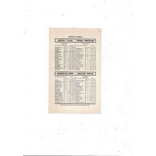 Tottenham Hotspur v Peterborough Football Combination Programme 1966/67