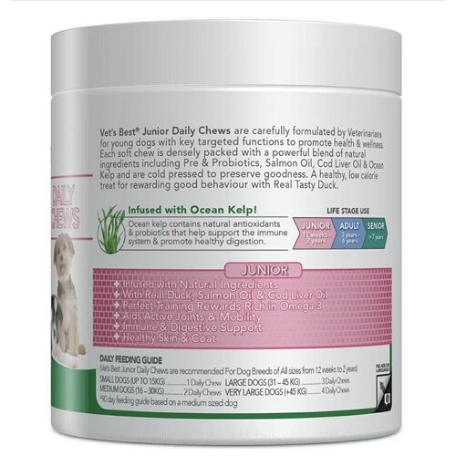Vet’s Best Daily Chews for Junior Dogs – 180 Soft Chews (approx. 400g)