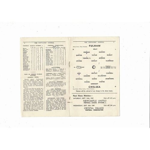 1949/50 Fulham v Chelsea Football Programme