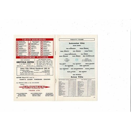 1965/66 Aston Villa v Leicester City FA Cup Football Programme