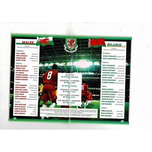 2001 Wales v Belarus World Cup Football Programme