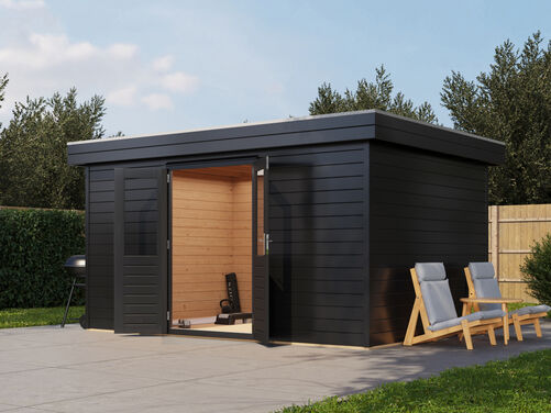 4.2mtr x 3.0mtr 44mm walled Flat Roof Cabin