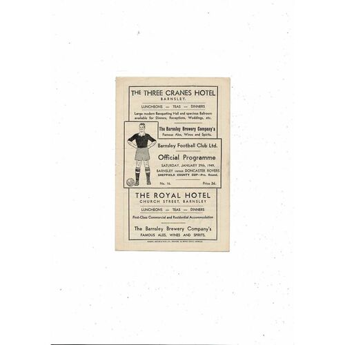 1948/49 Barnsley v Doncaster Rovers Sheffield County Cup Football Programme
