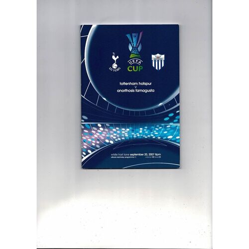 Tottenham Hotspur v Anorthosis Famagusta UEFA Cup Football Programme 2007/08