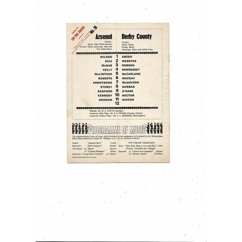 1970/71 Arsenal v Derby County Football Programme