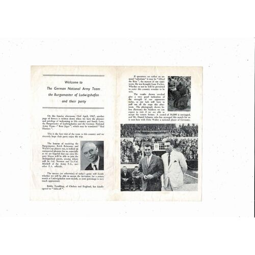 Tooting & Mitcham v The German National Army Friendly Football Programme 1966/67