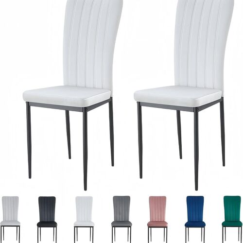 mcc direct Dining Chairs, Velvet High Back Kitchen Chairs with Upholstered Soft Seat and Metal Legs for Home, Office, Dining and Reception - Elle